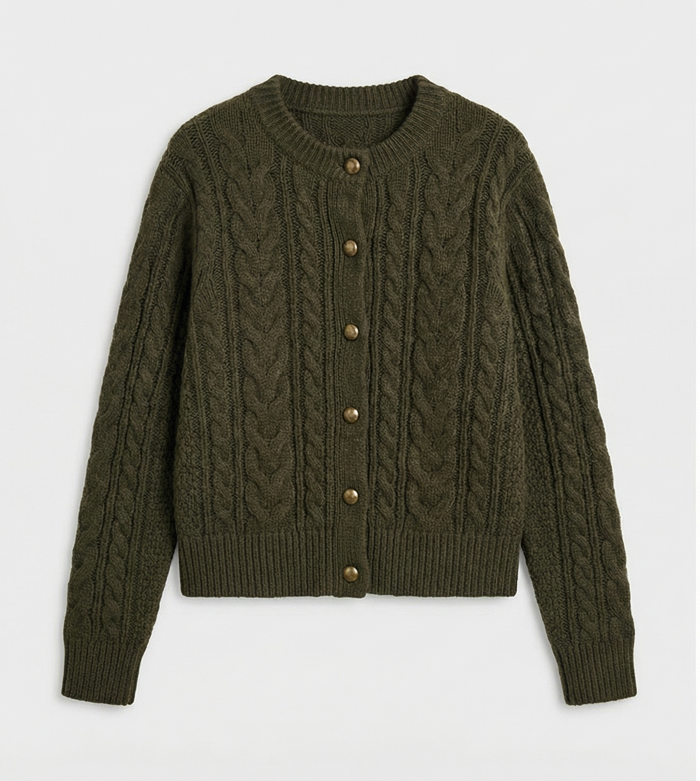 Dark Olive Cable Cardigan
